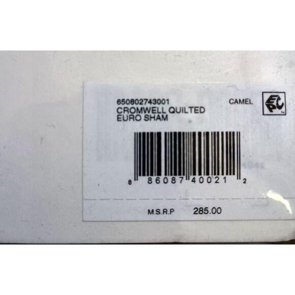 Ralph Lauren Cromwell Modern Equestrian European Sham Camel Quilted 26x26 NEW - Picture 5 of 5